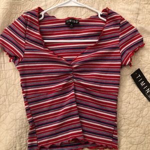 Striped red crop top size medium